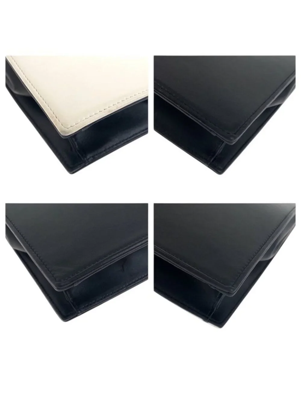 Chanel CC Logo White Black Gold Lambskin Clutch - Picture 3 of 9